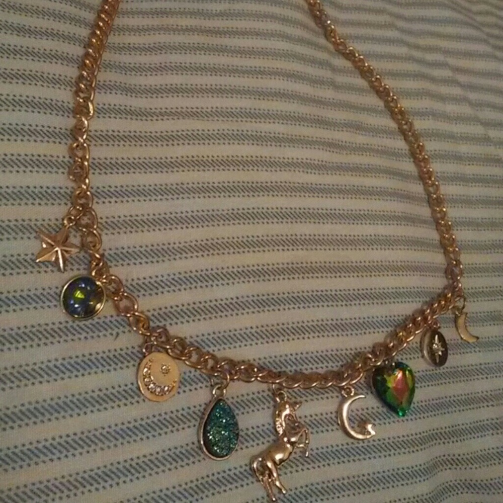 Gold unicorn charm necklace